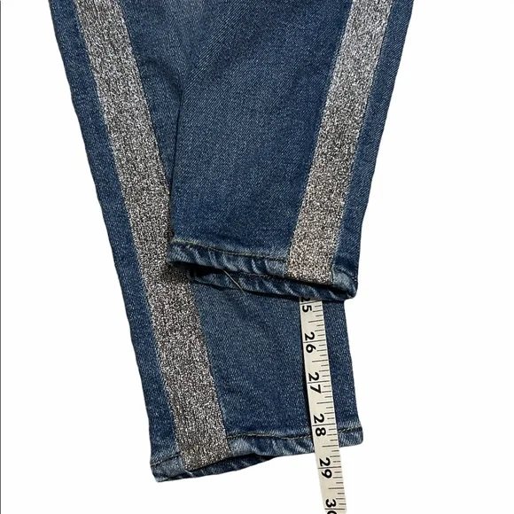 7 For All Mankind The High Waist Ankle Skinny Silver Stripe Blue Women 30 Jeans